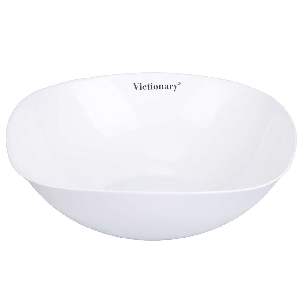 Insalatiera quadrata in vetro opalino, bianco, Victionary