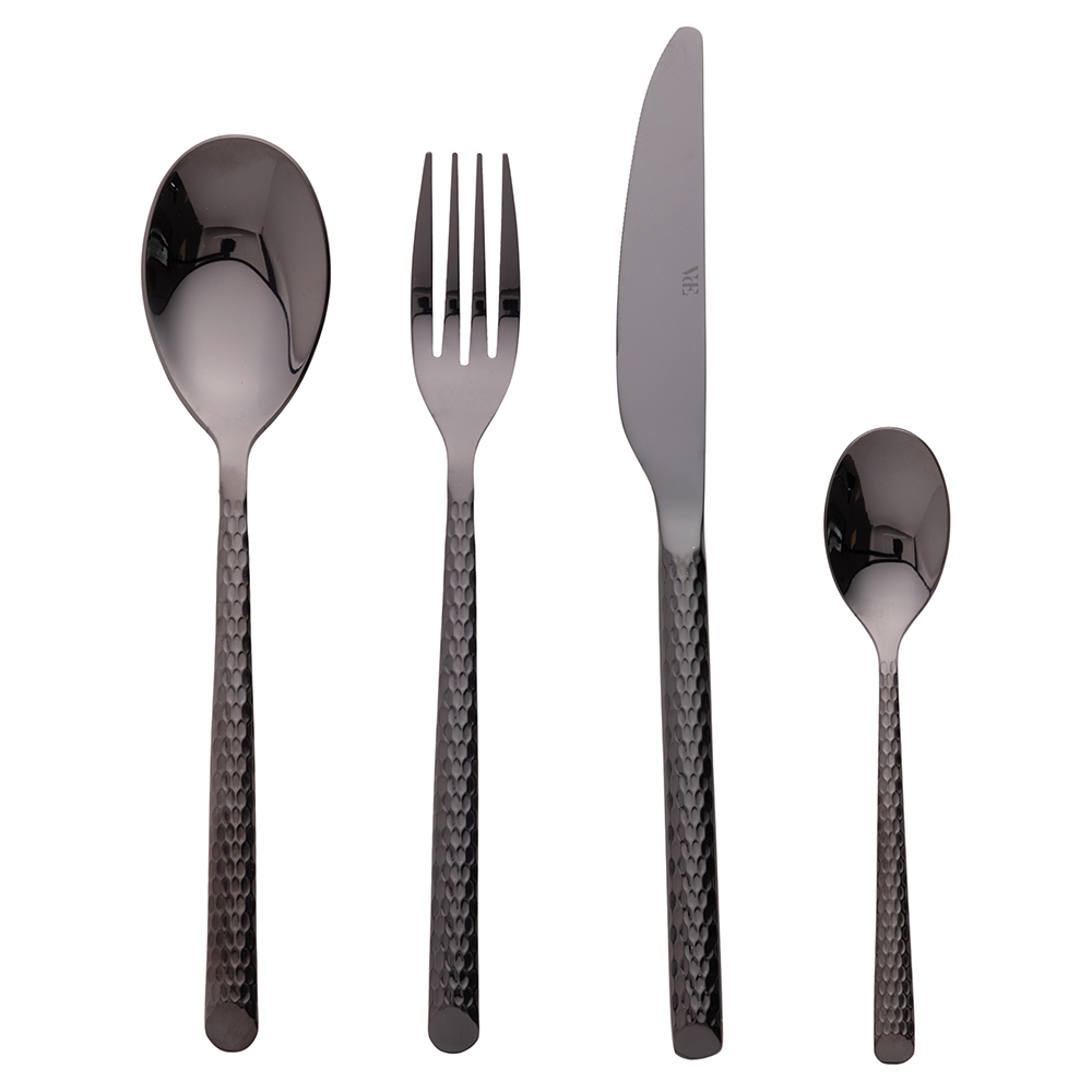 Set 24 posate in acciaio inox lucido, black, Malindi
