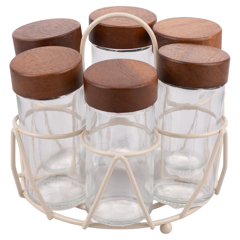 Set 6 barattolini 90 ml con stand, Natural
