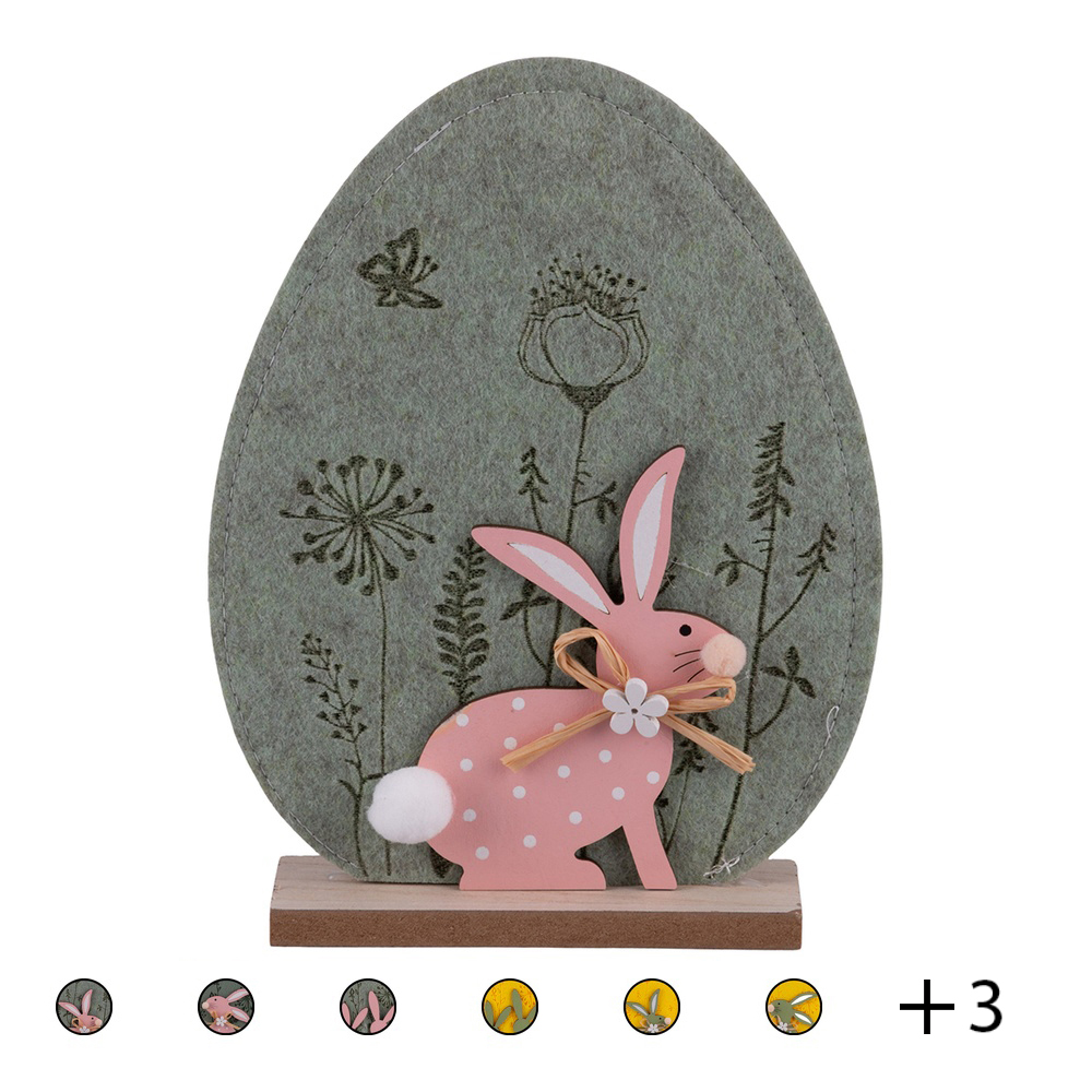 <p>Uovo con coniglietto in feltro e legno, 15x4x20 cm, Easter Sibilla</p>
