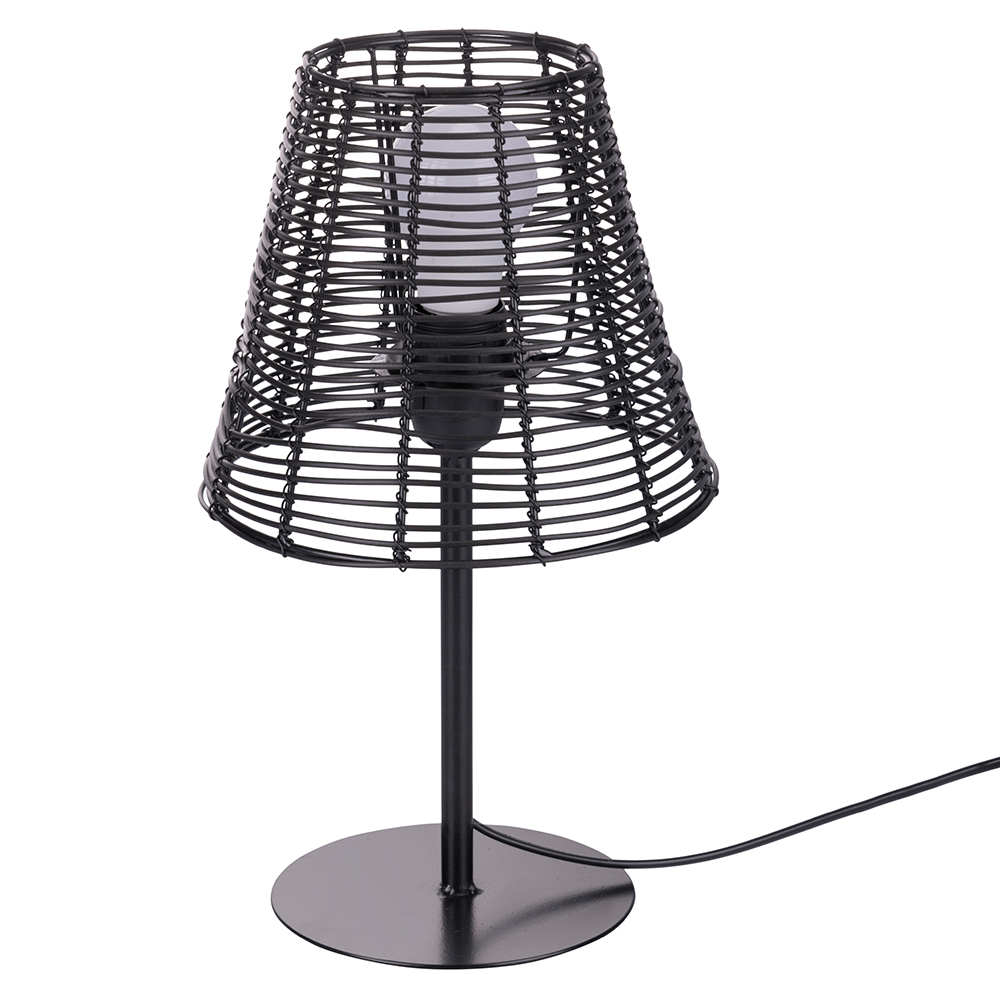 Lampada da tavolo effetto rattan, nero, Sibilla