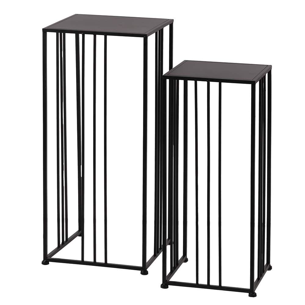 Set 2 tavoli quadrati in ferro, nero, Esté