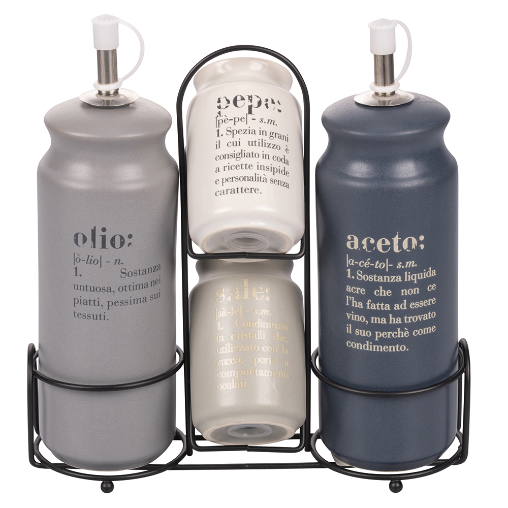 Set olio, aceto, sale e pepe in gres, Victionary