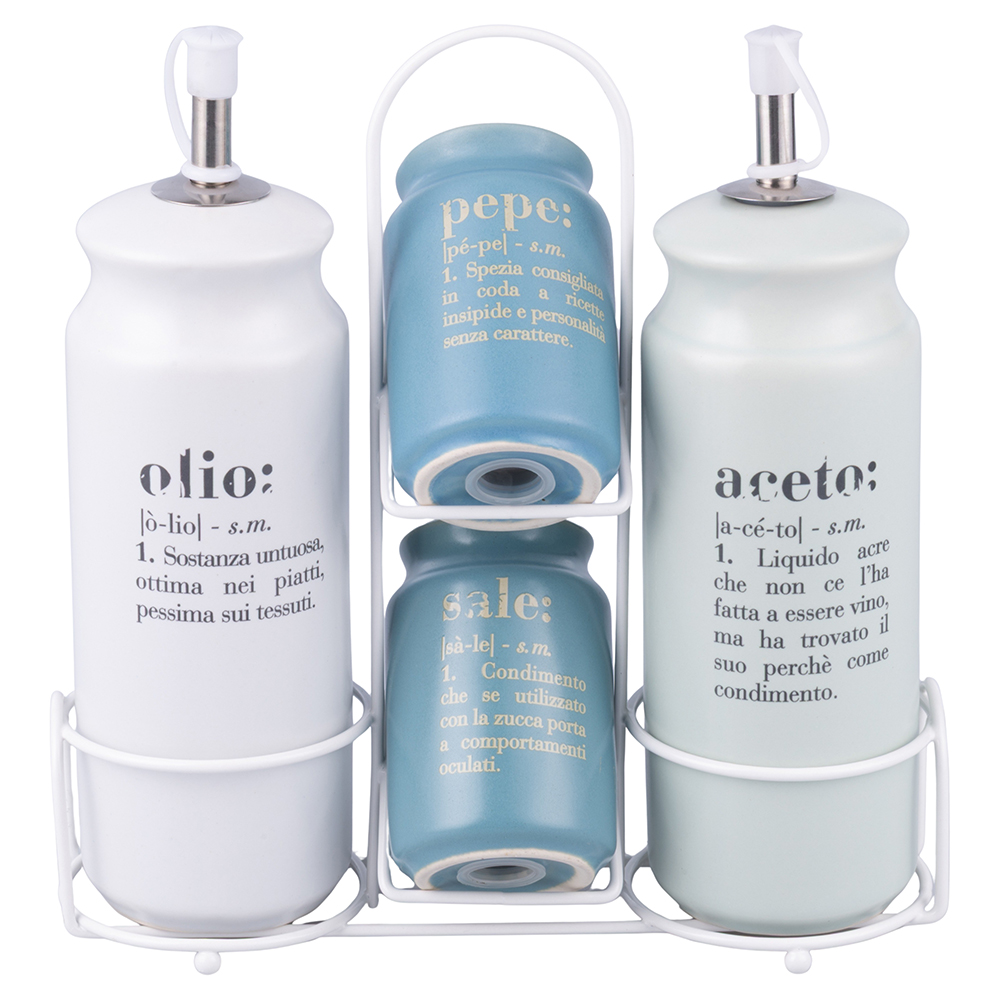 Set olio, aceto, sale e pepe in gres, Victionary Ocean