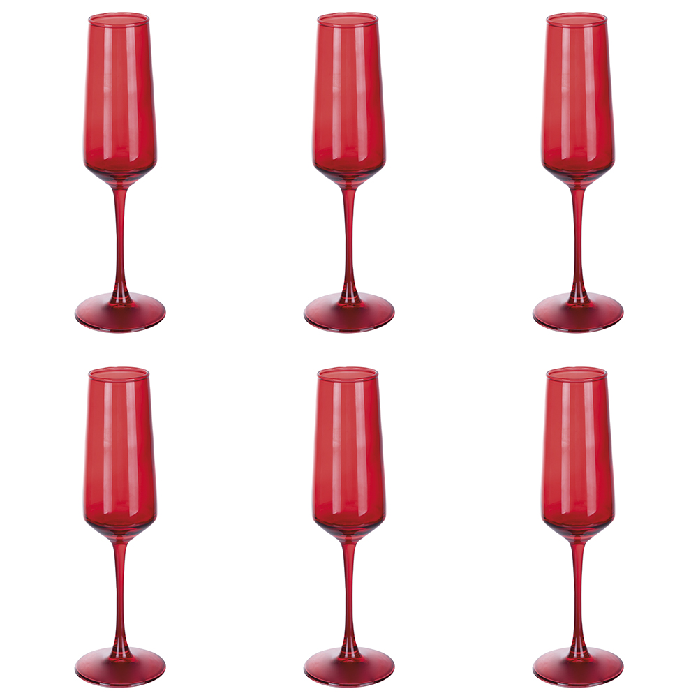 Set 6 flûte 250 ml, rosso, Rubino Sibilla