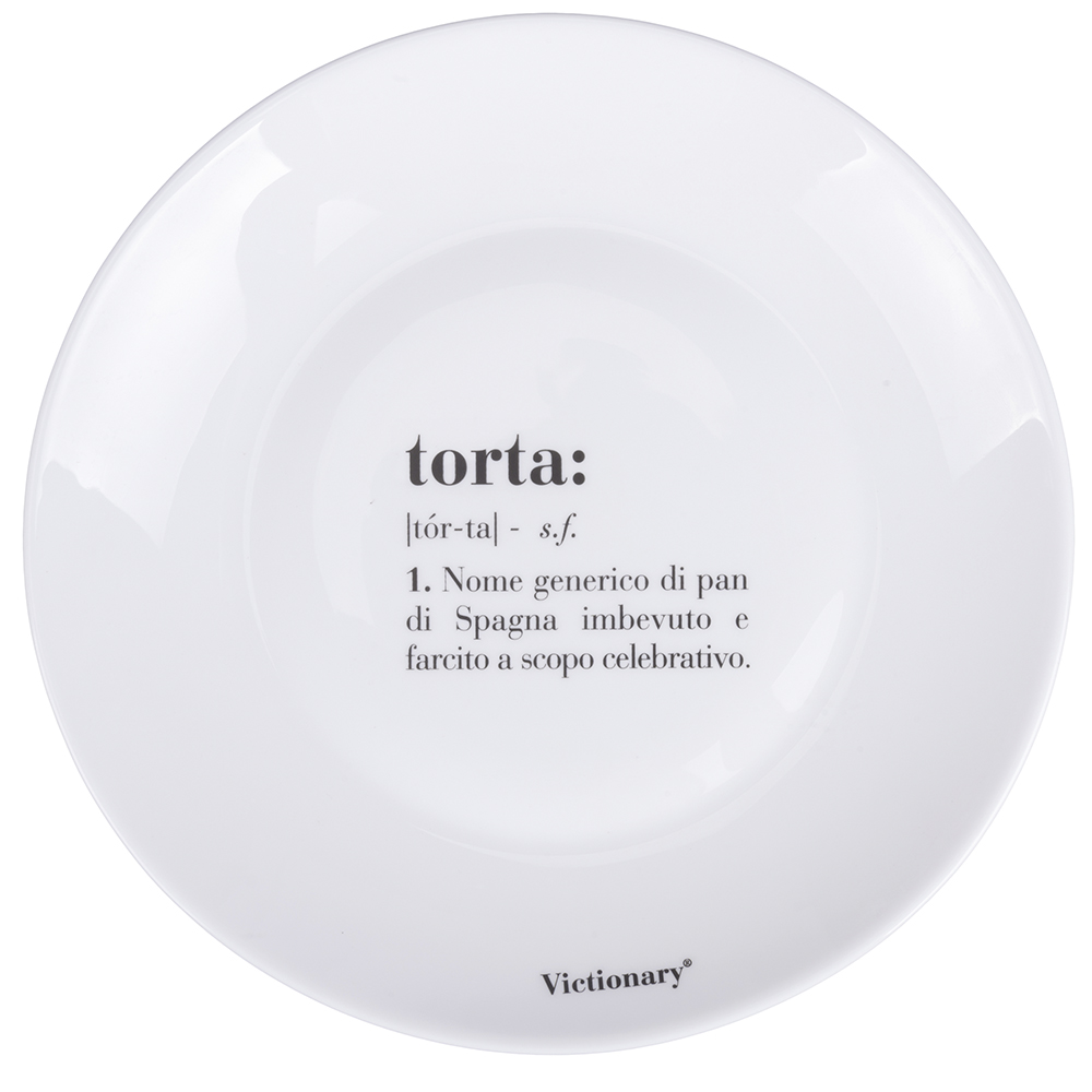 Piatto frutta tondo in vetro opalino, bianco, Victionary Torta