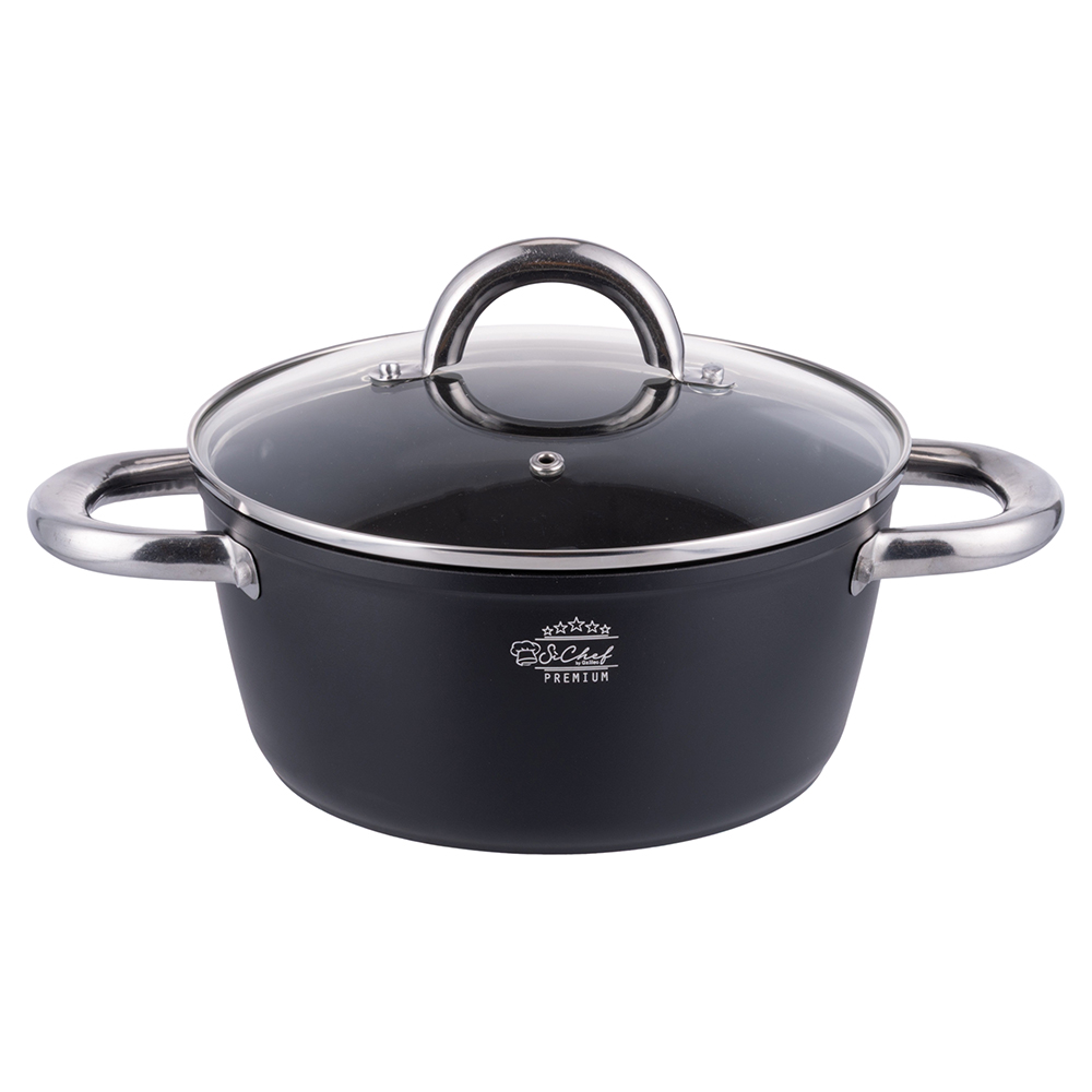 Casseruola con coperchio 20 cm rivestimento in ceramica, fondo full induction, SìChef Premium