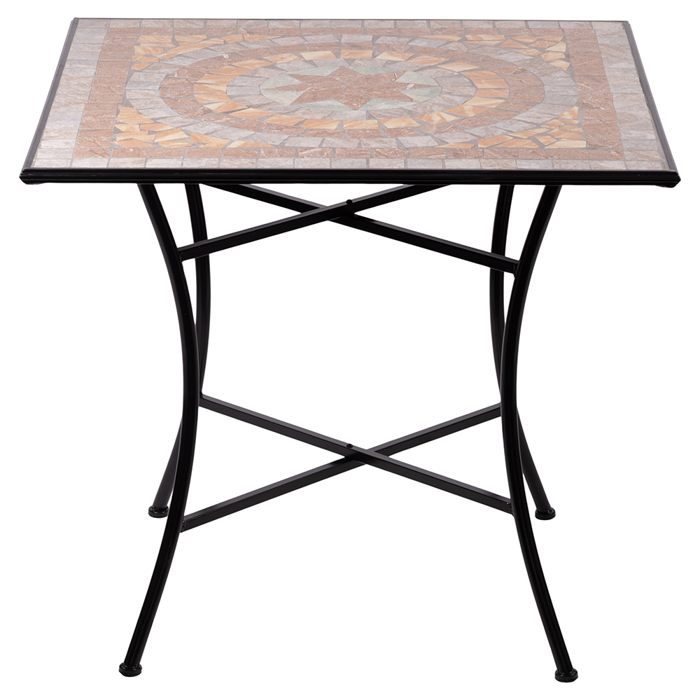 Tavolo quadrato da esterno 83x83x75 cm in ferro e ceramica, Cipro Esté