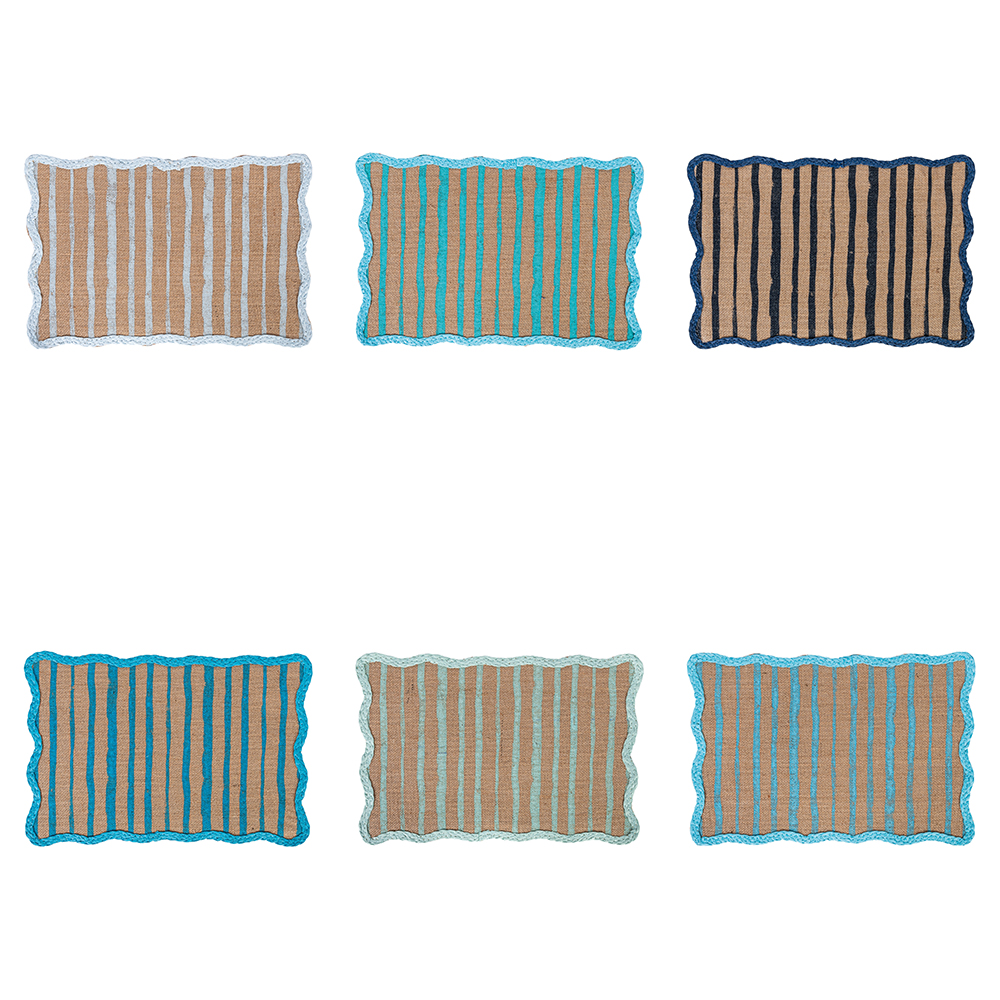 Tovaglietta 45x30 cm in juta e carta, bordo ondulato, Wavy Ocean