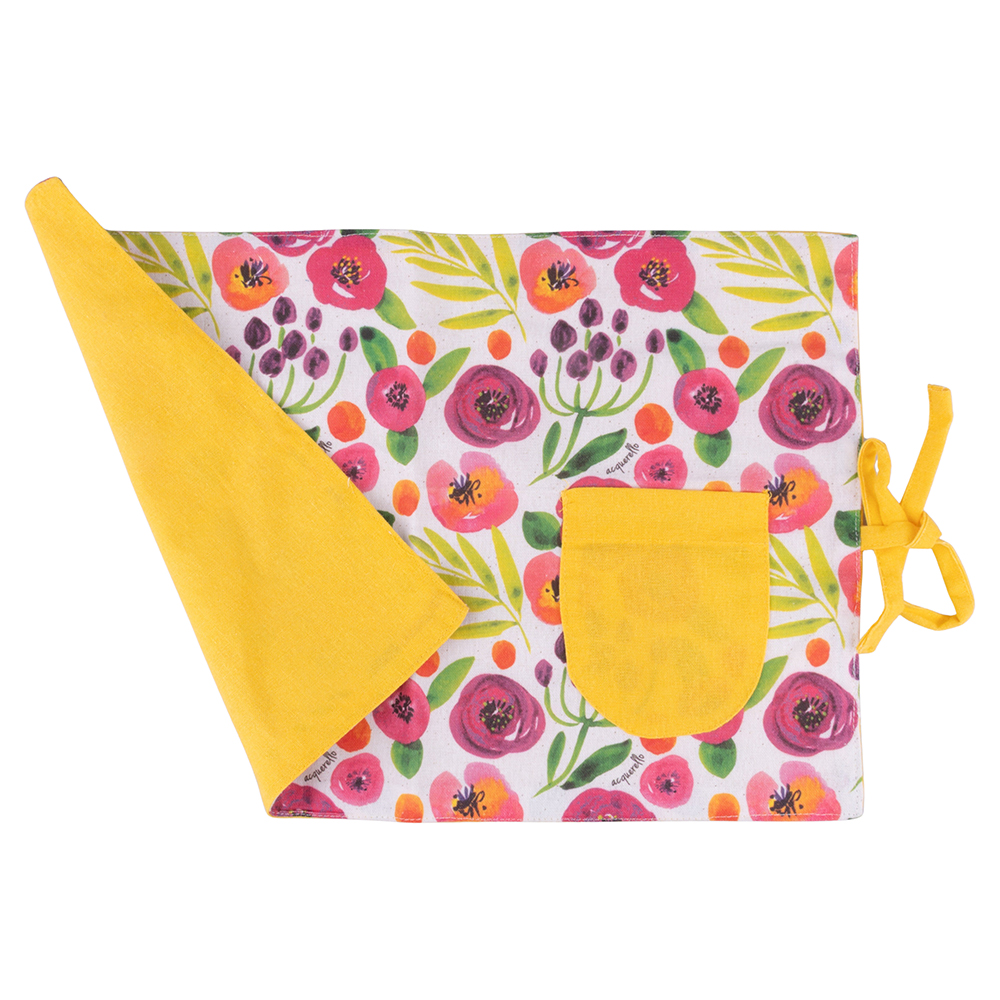 Tovaglietta ufficio richiudibile 45x30 cm, decoro floreale, giallo, Acquerello