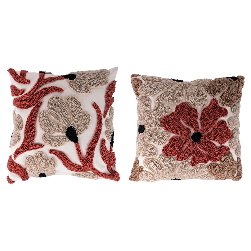 Cuscino arredo fiori 45x45 cm, Chocolate