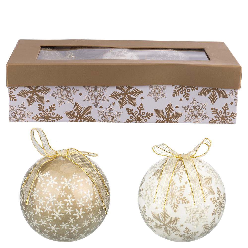 Set 7 palle natalizie con fiocco, oro, Santa's House