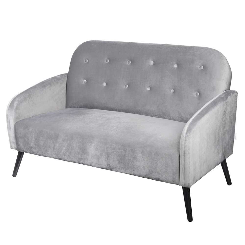 Divano 2 posti design vintage, grigio chiaro, Sibilla