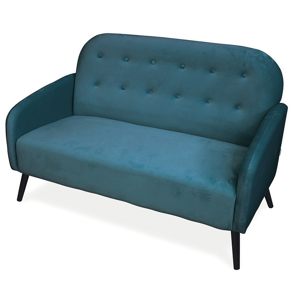 Divano 2 posti design vintage, ottanio, Sibilla