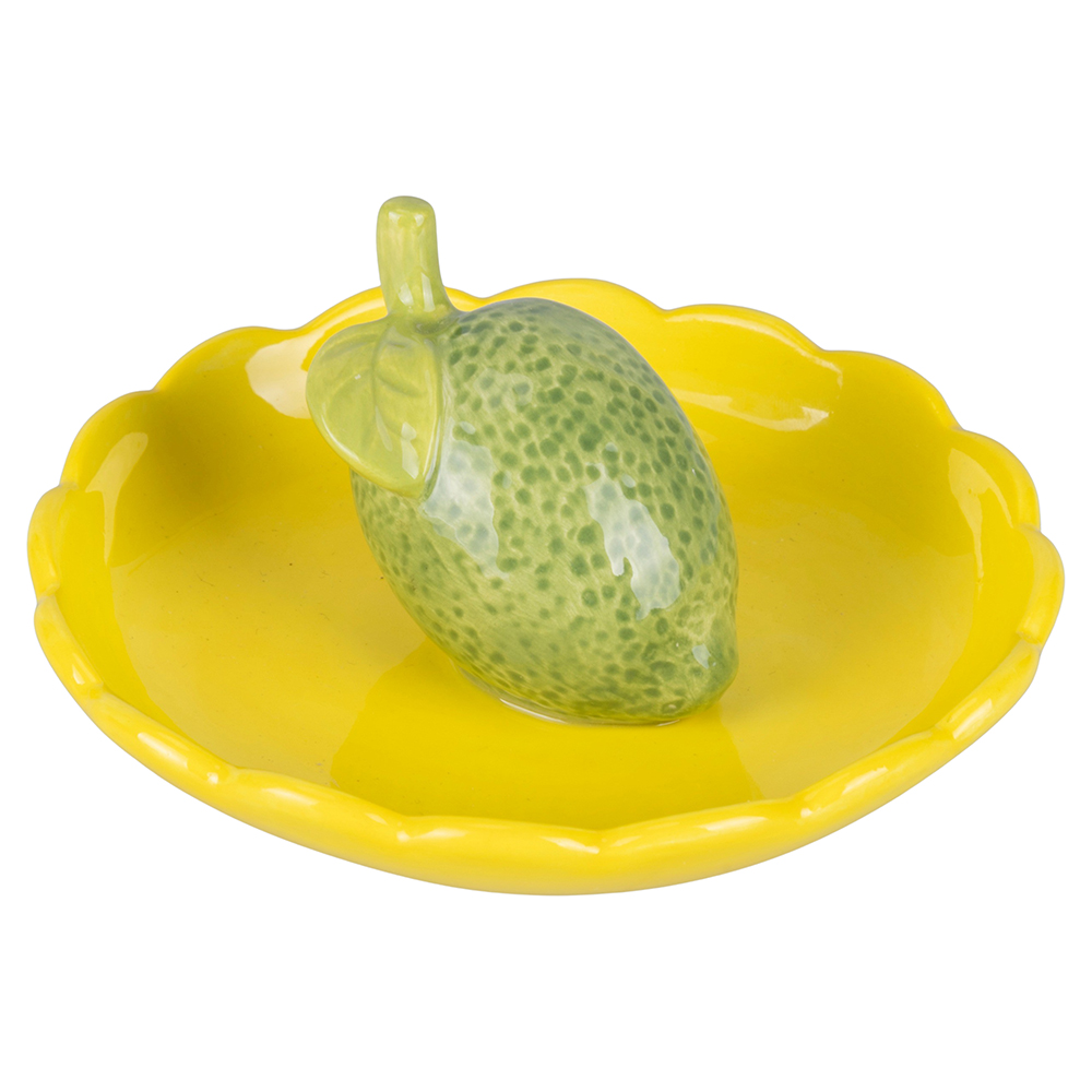 Piattino decorativo tondo in ceramica, design limone, Fruit Life