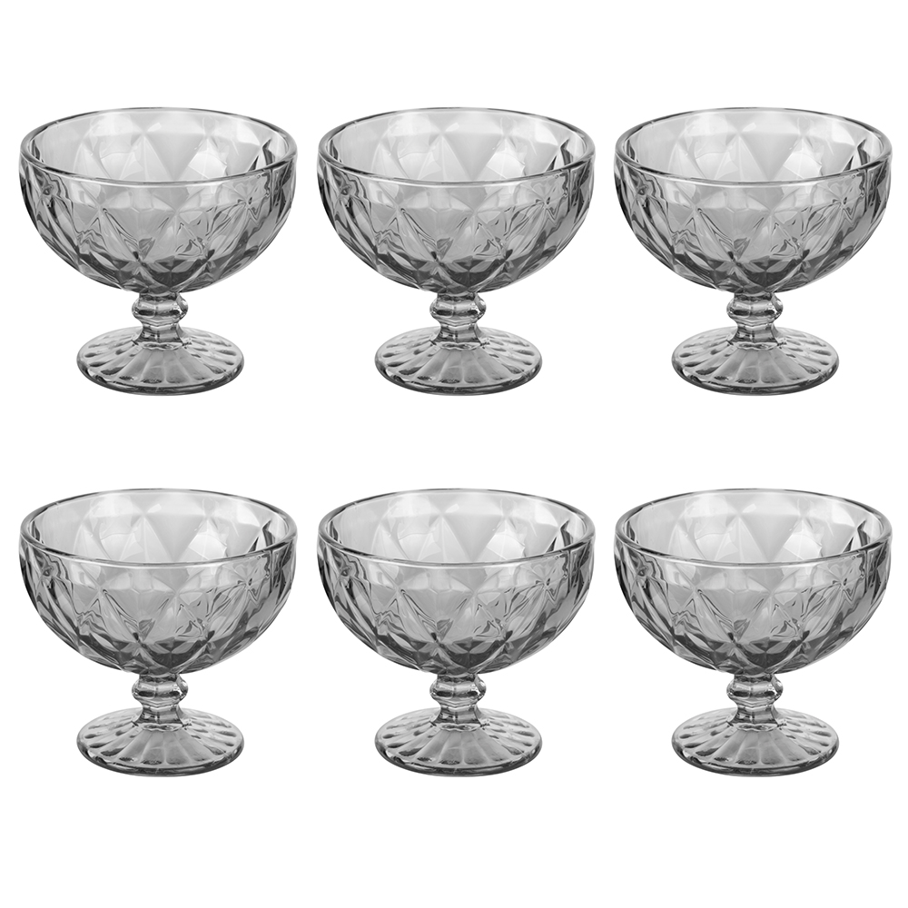 Set 6 coppe gelato 400 ml, fumé, Elizabeth Sibilla