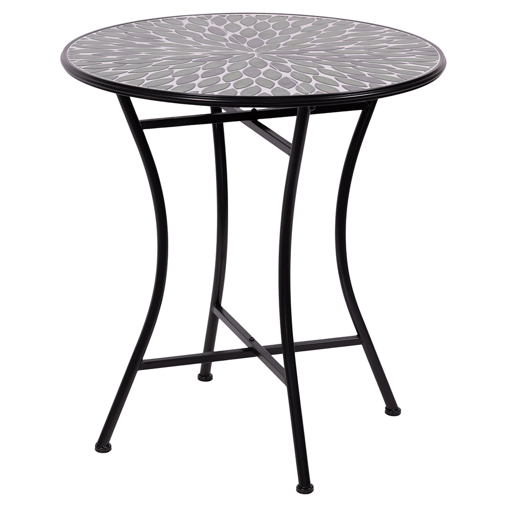 <p>Tavolo tondo da esterno Ø70x75 cm in ferro e ceramica, Giada Esté</p>