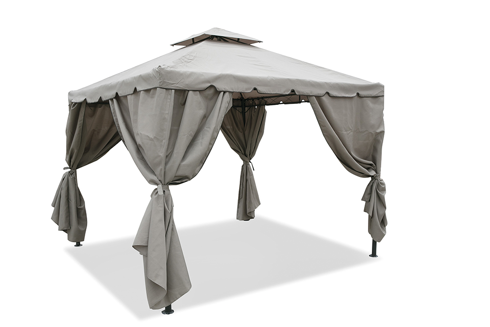 <p>Gazebo idrorepellente 3x3 m con tende laterali, tortora, Tangeri Esté</p>