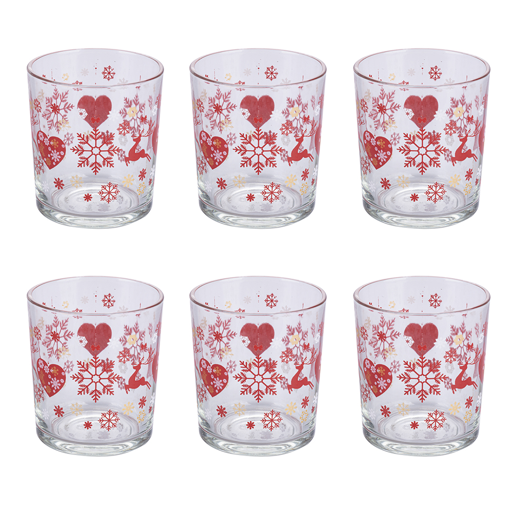 Set 6 bicchieri acqua natalizi in vetro 265 ml, Carousel Sibilla