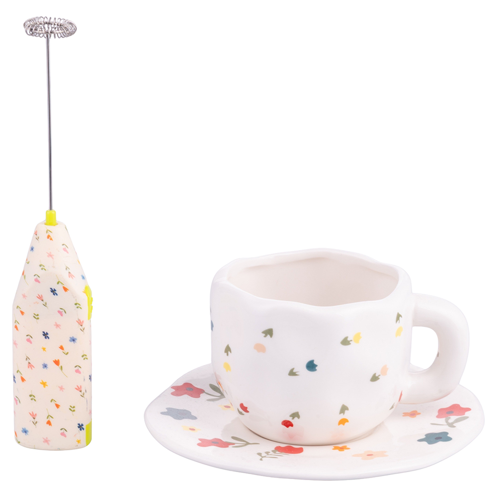 Set colazione, montalatte e mug con piattino, More Amor Flower