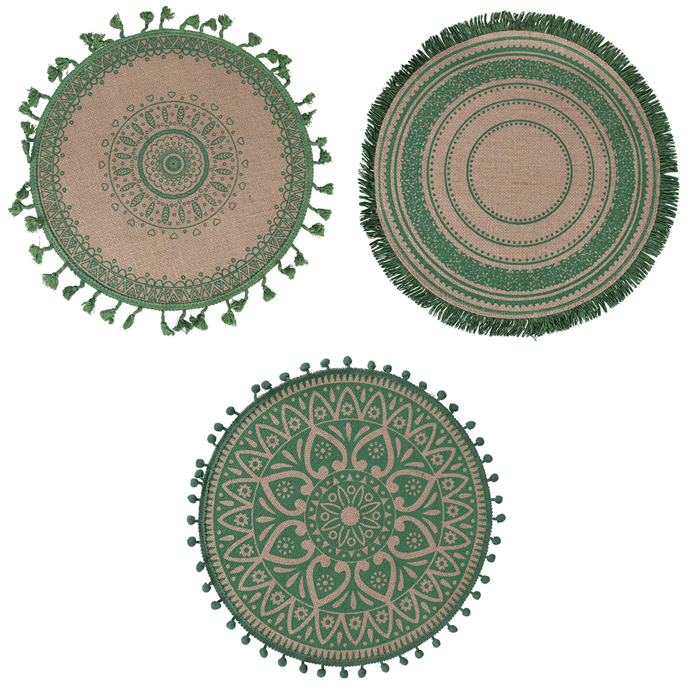 Tovaglietta tonda in juta, Green