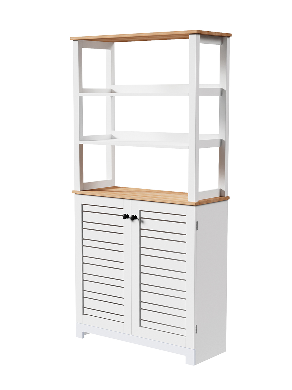 <p>Mobile alto con 3 ripiani e 2 ante in legno mdf laccato, Sìordine</p>