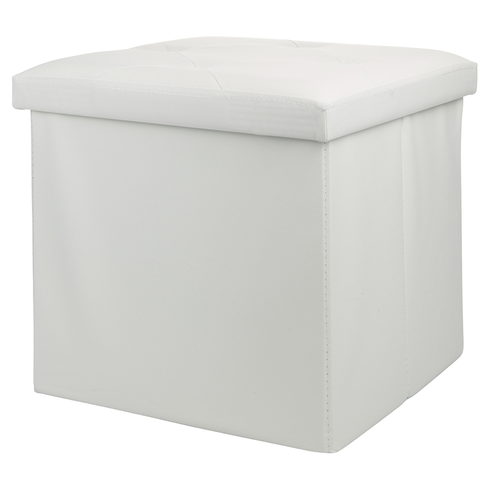 Pouf contenitore multiuso 38x38xh.38 cm, bianco, Sibilla