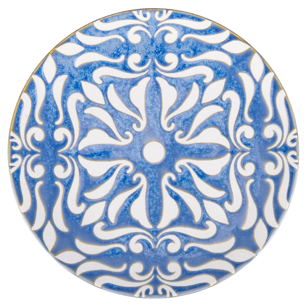 Piatto piano 22 cm in ceramica, blu, Reactive