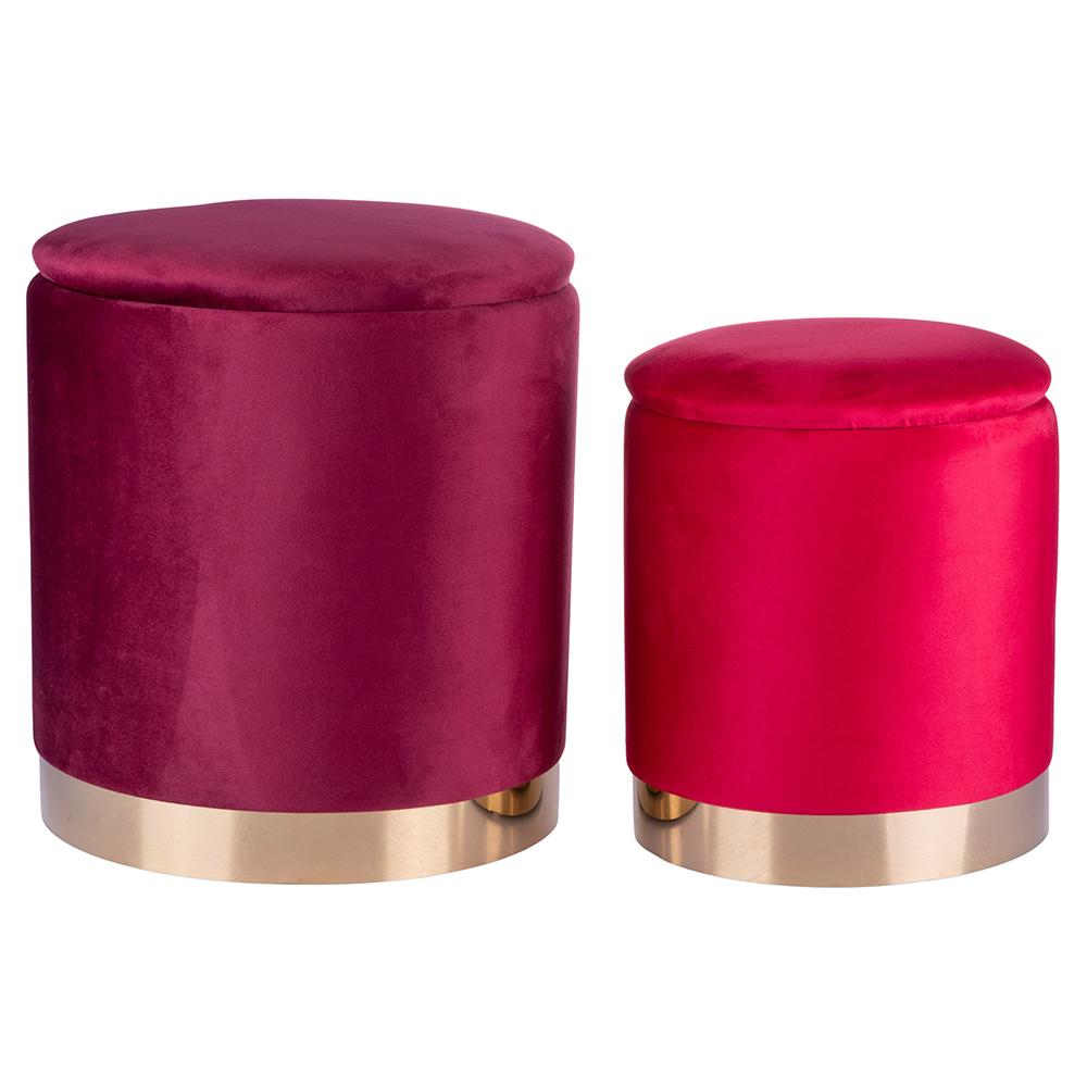 Set 2 pouf contenitore in tessuto effetto velluto, Sibilla