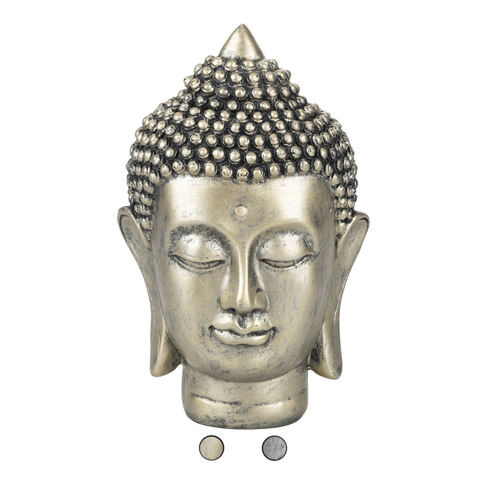 <p>Testa di Buddha decorativa in poliresina 10,5x10,3x16,5 cm, Sibilla</p>