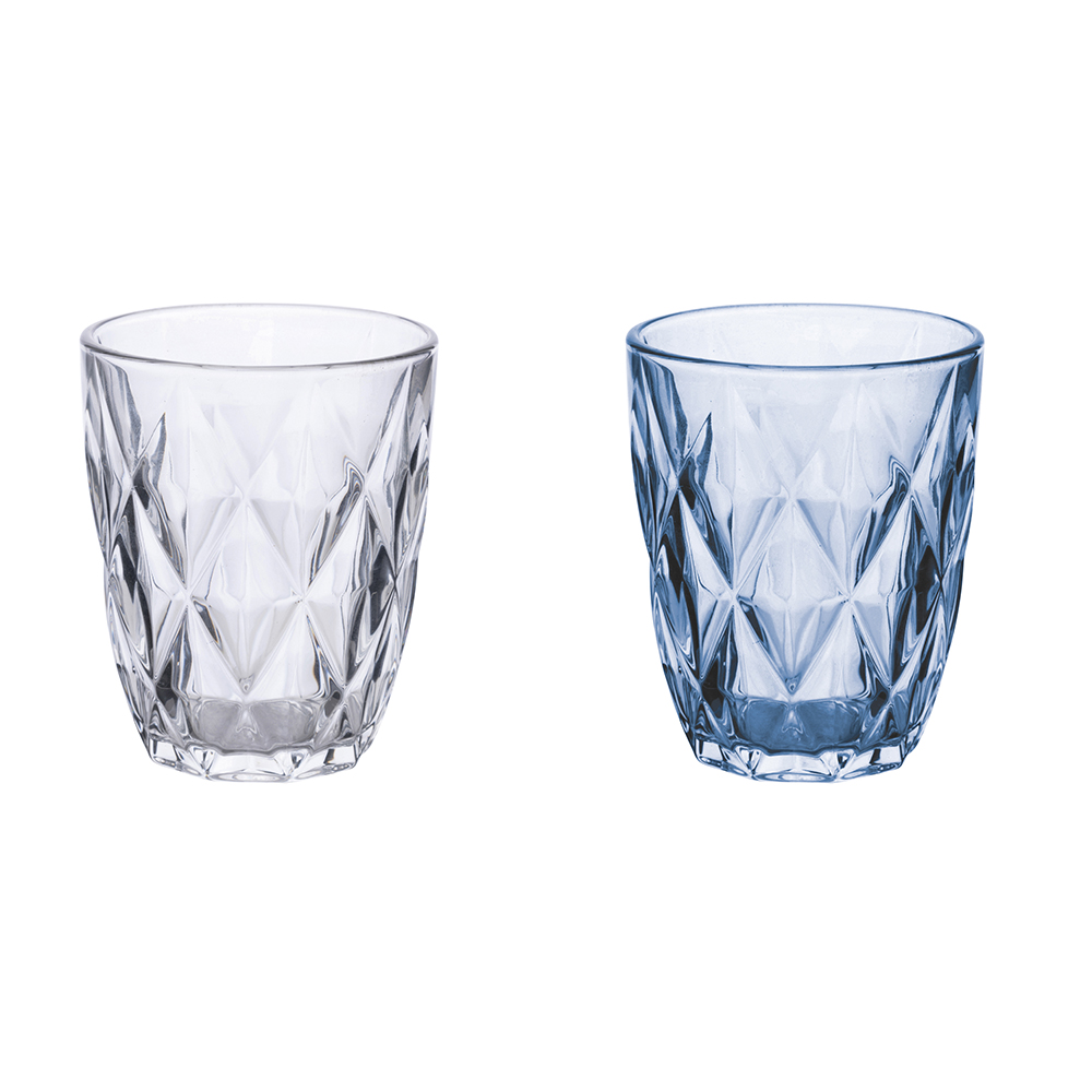 Set 2 bicchieri acqua 340 ml, trasparente e blu, Celine Sibilla