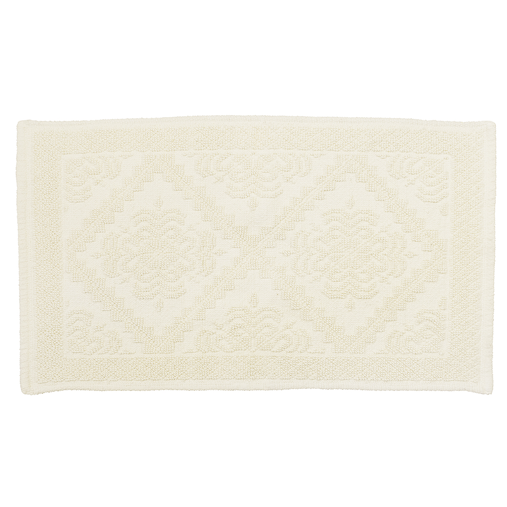 Tappeto bagno avorio 40x60 cm in 100% cotone, Sibilla