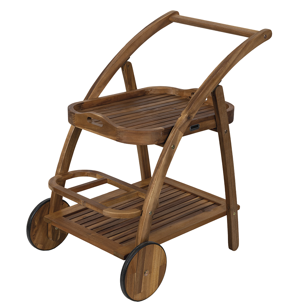 Carrello porta vivande con ruote, in legno di acacia, Bali Esté
