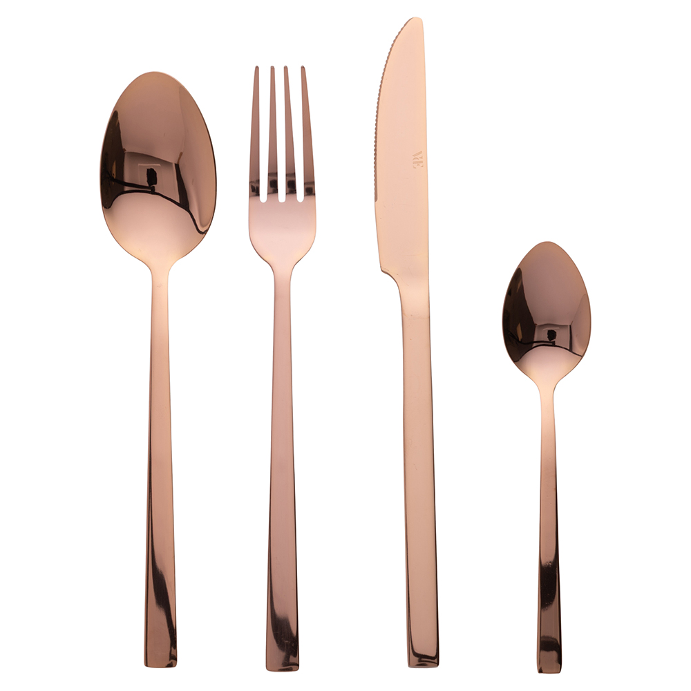 Set 24 posate in acciaio inox lucido, rame, Lexington