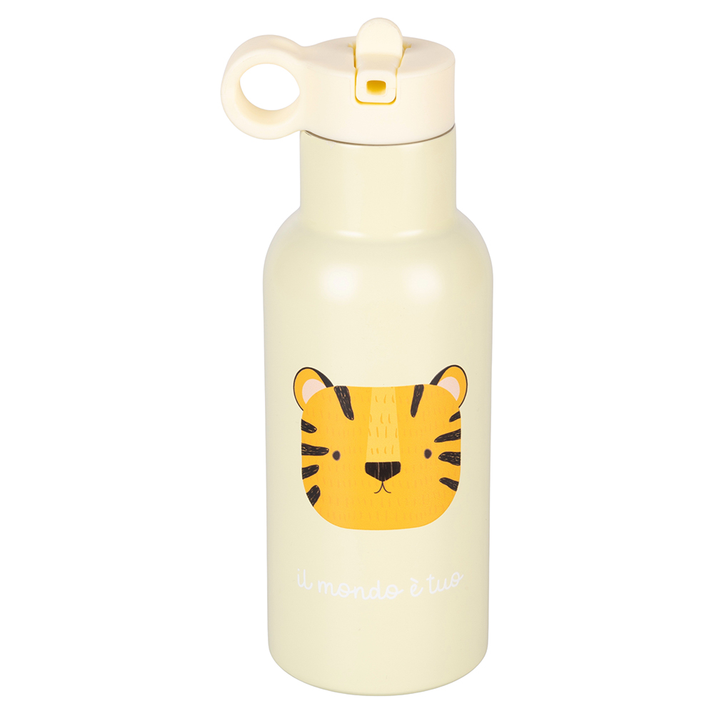 Borraccia termica 420 ml, in acciaio inox, decoro tigre, Les Petites Safari