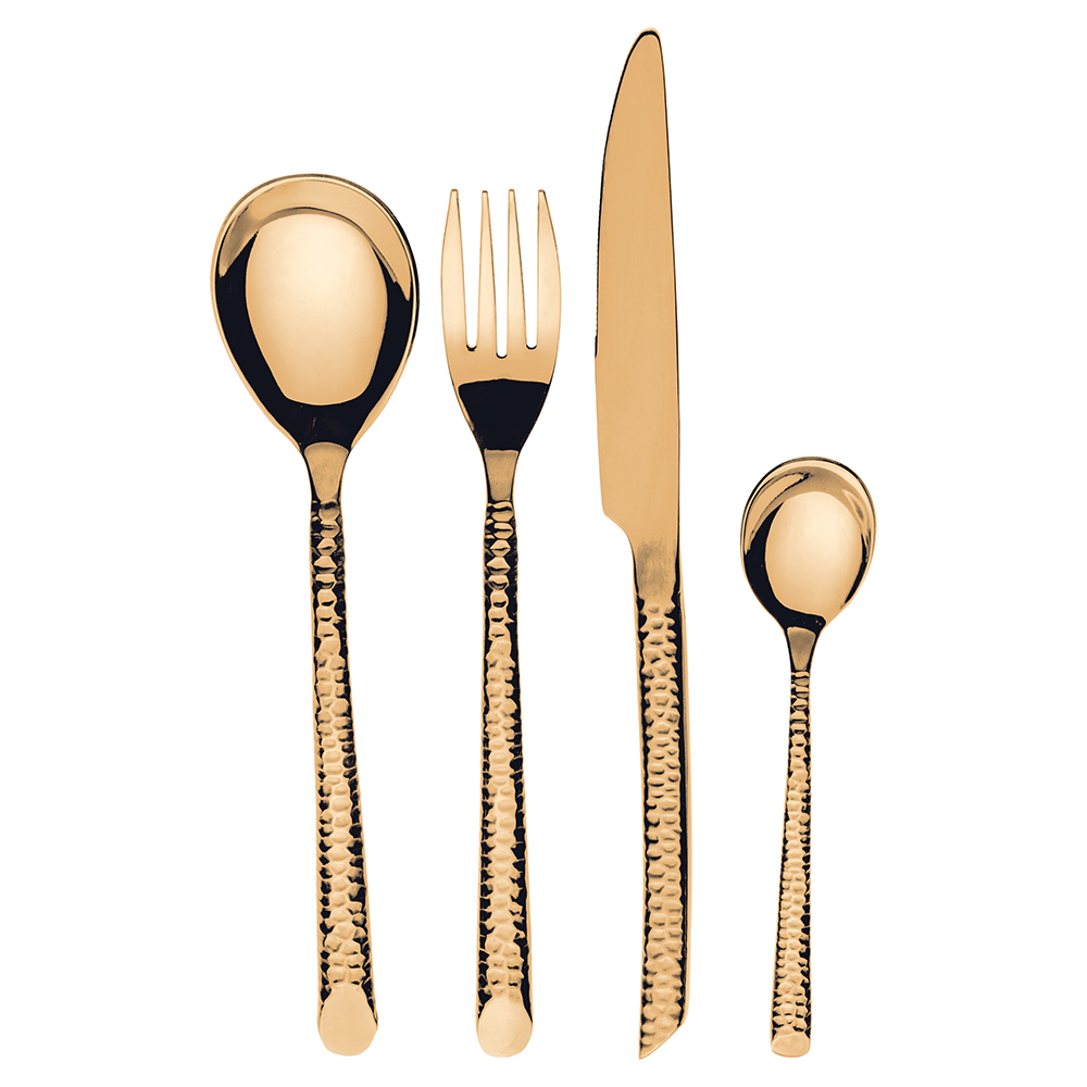 Set 24 posate in acciaio inox lucido, gold, Malindi