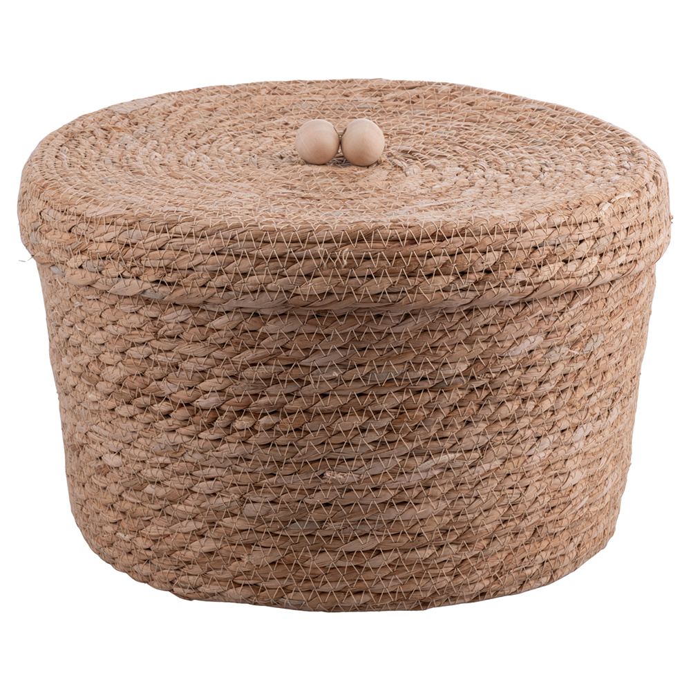 <p>Cestino multiuso con coperchio in fibra naturale, 32x21cm, Sibilla</p>