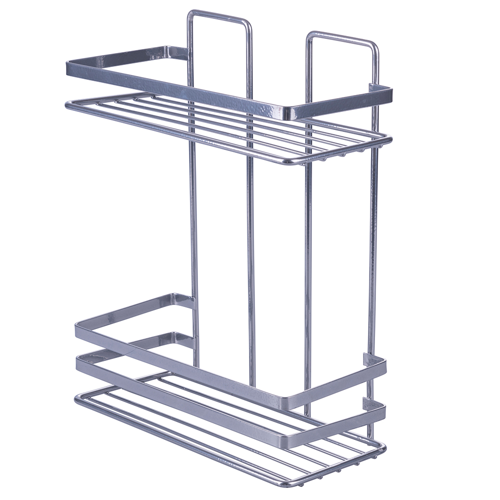 Mensola 2 ripiani in ferro  24x11x30 cm, silver