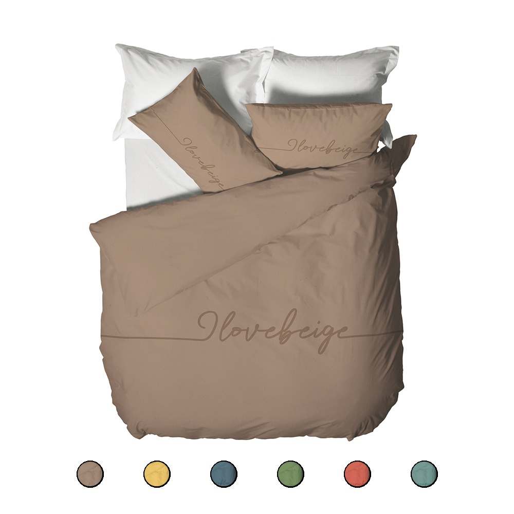 Copripiumino matrimoniale e 1 federa in 100% cotone, I love