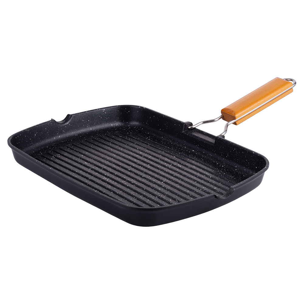 Bistecchiera antiaderente 26x36 cm, induzione, manico pieghevole, SìChef