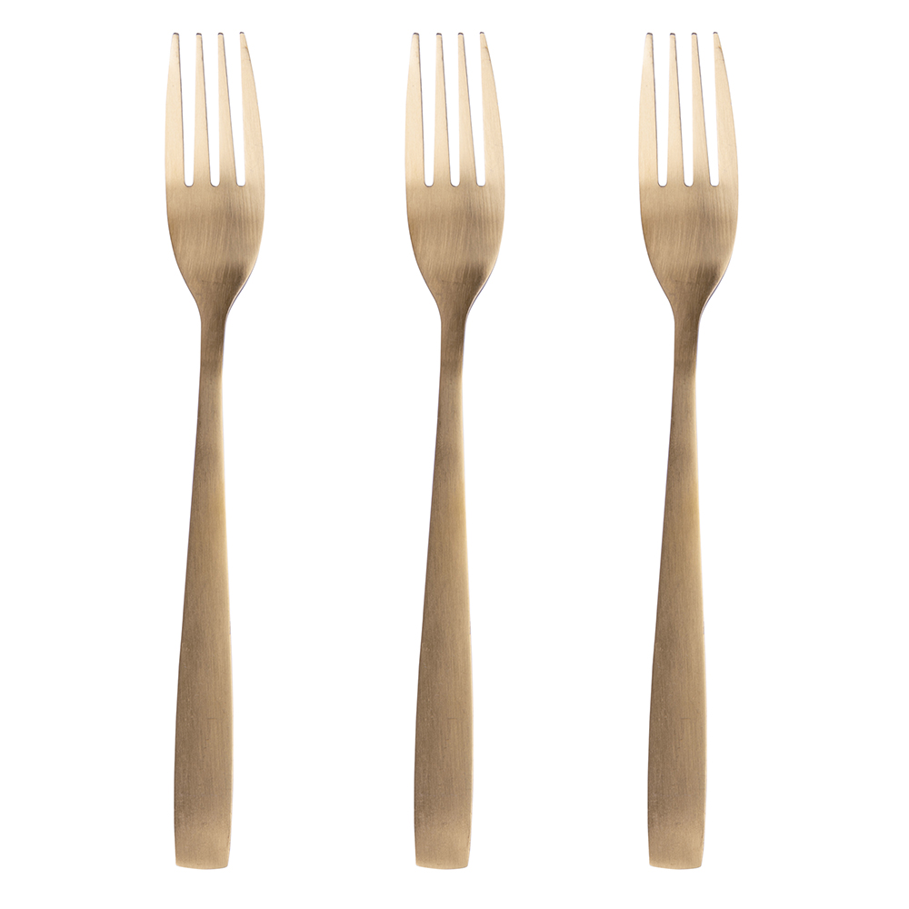 Set 3 forchette oro satinato, Manhattan Sibilla