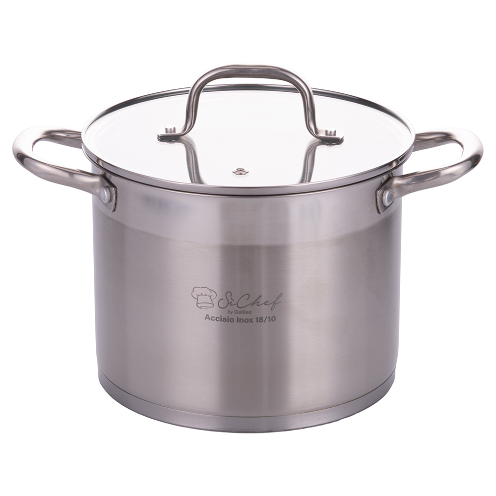 Pentola con coperchio 16x13 cm, in acciaio inox, induzione, SìChef