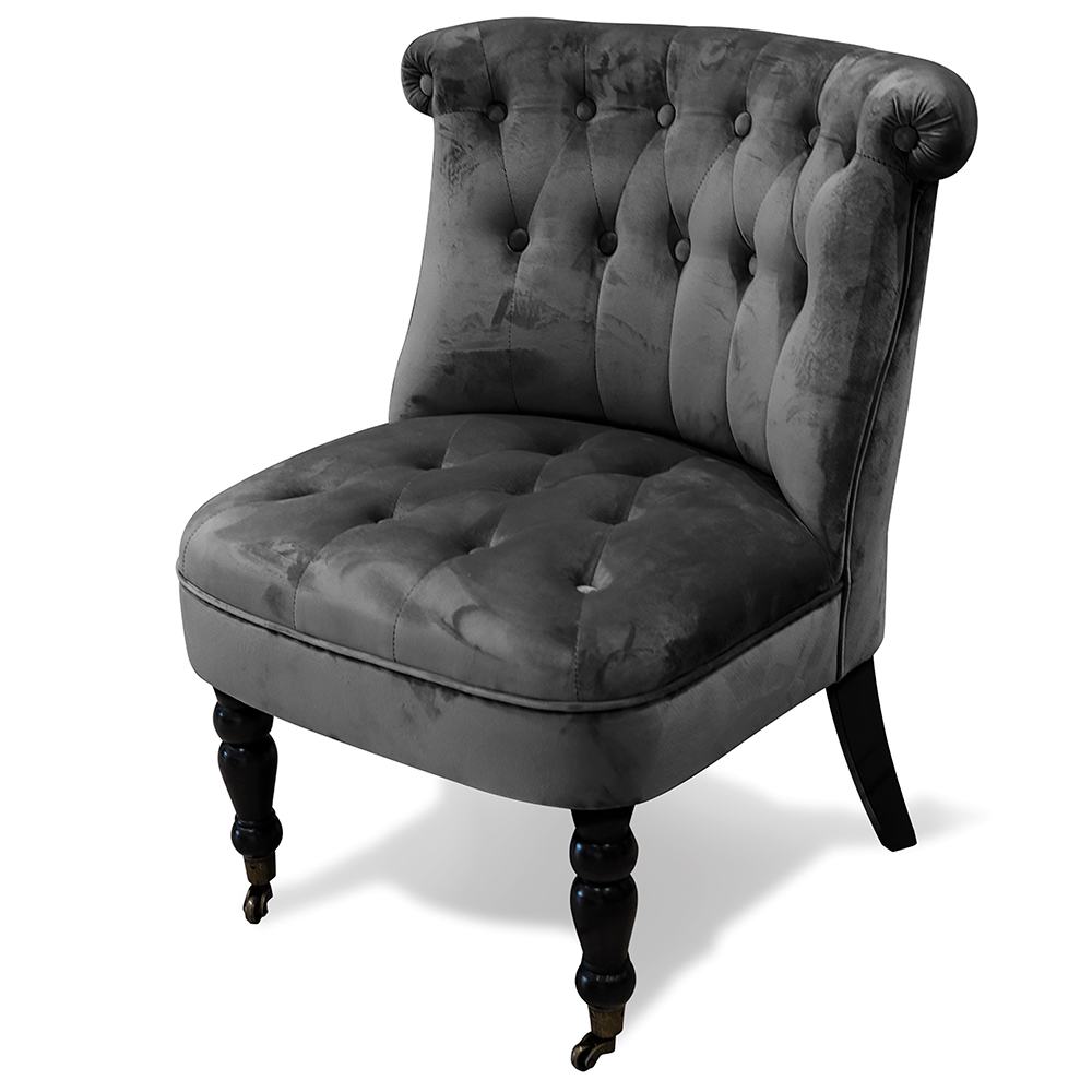 Poltrona salotto con ruote design vintage, grigio, Sibilla