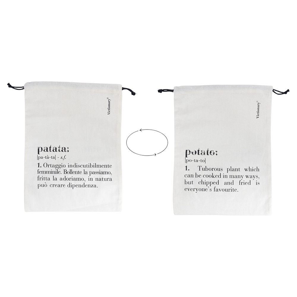 Sacchetto patate in cotone con laccetto, double face, avorio, Victionary