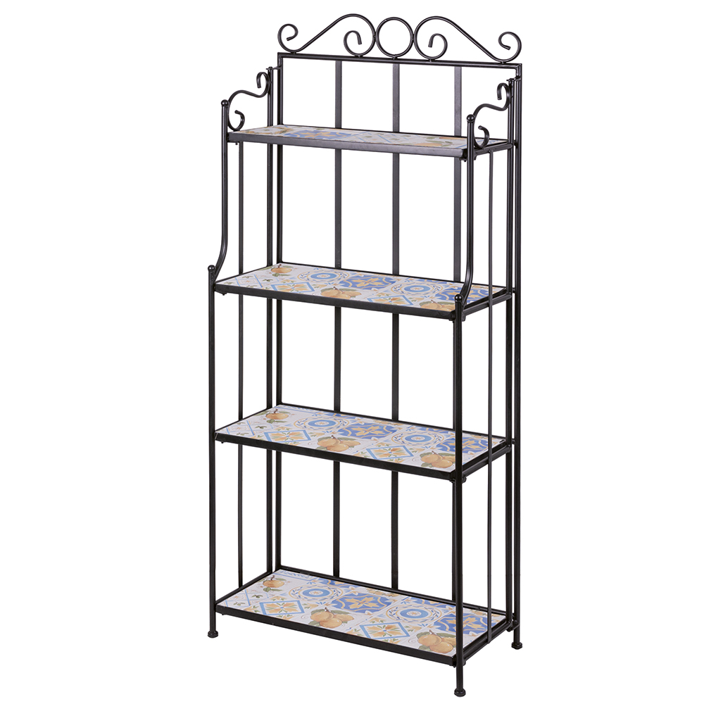 Scaffale 4 ripiani da esterno in ferro e ceramica, Tuscany Esté