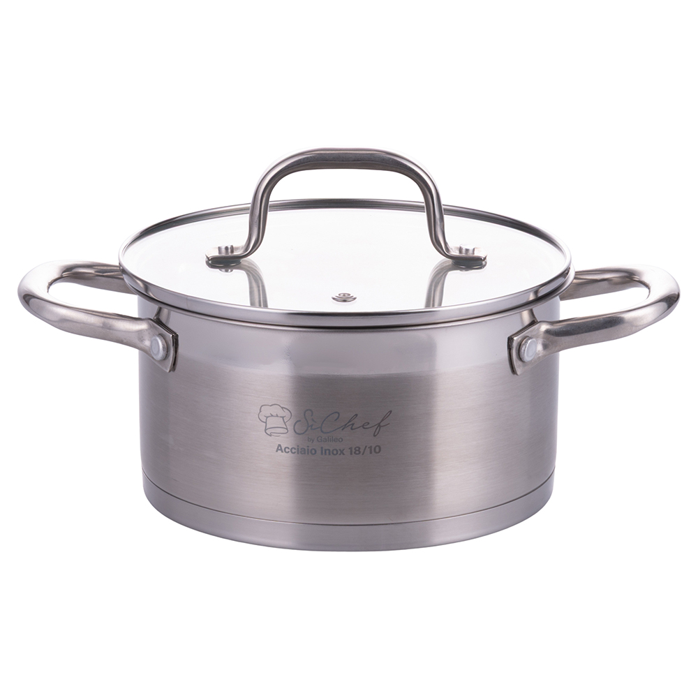 Casseruola con coperchio 22 cm, in acciaio inox 18/10, induzione, SìChef