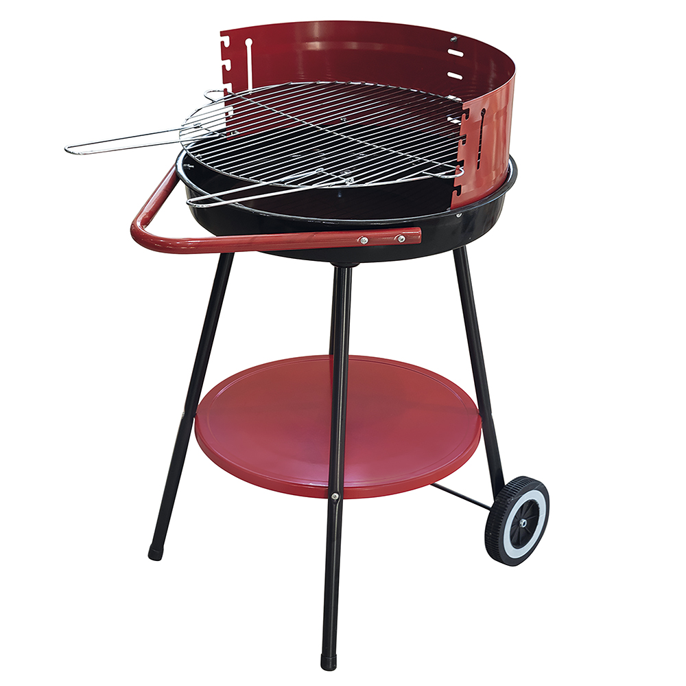 Barbecue tondo rosso con ruote Ø51xh.84,5 cm, BestBQ