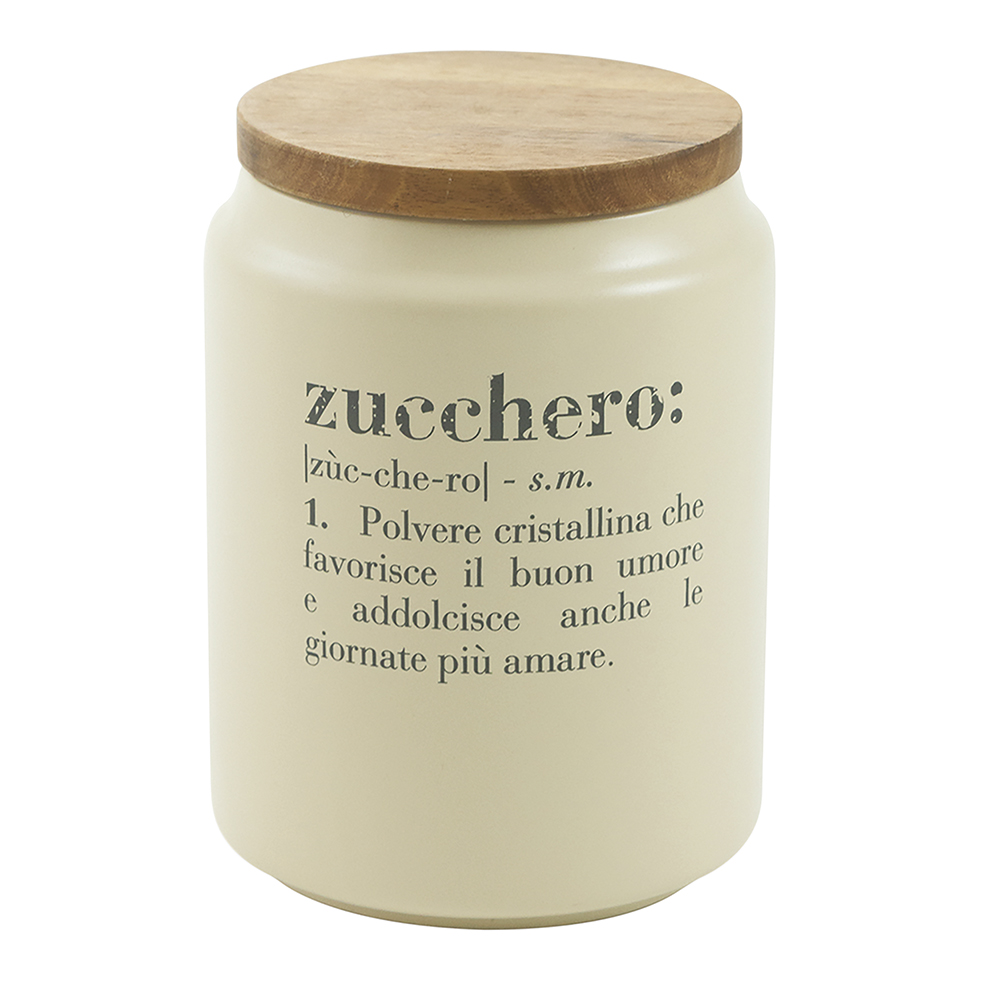 <p>Barattolo zucchero 1100 ml in ceramica e bambù, Victionary</p>