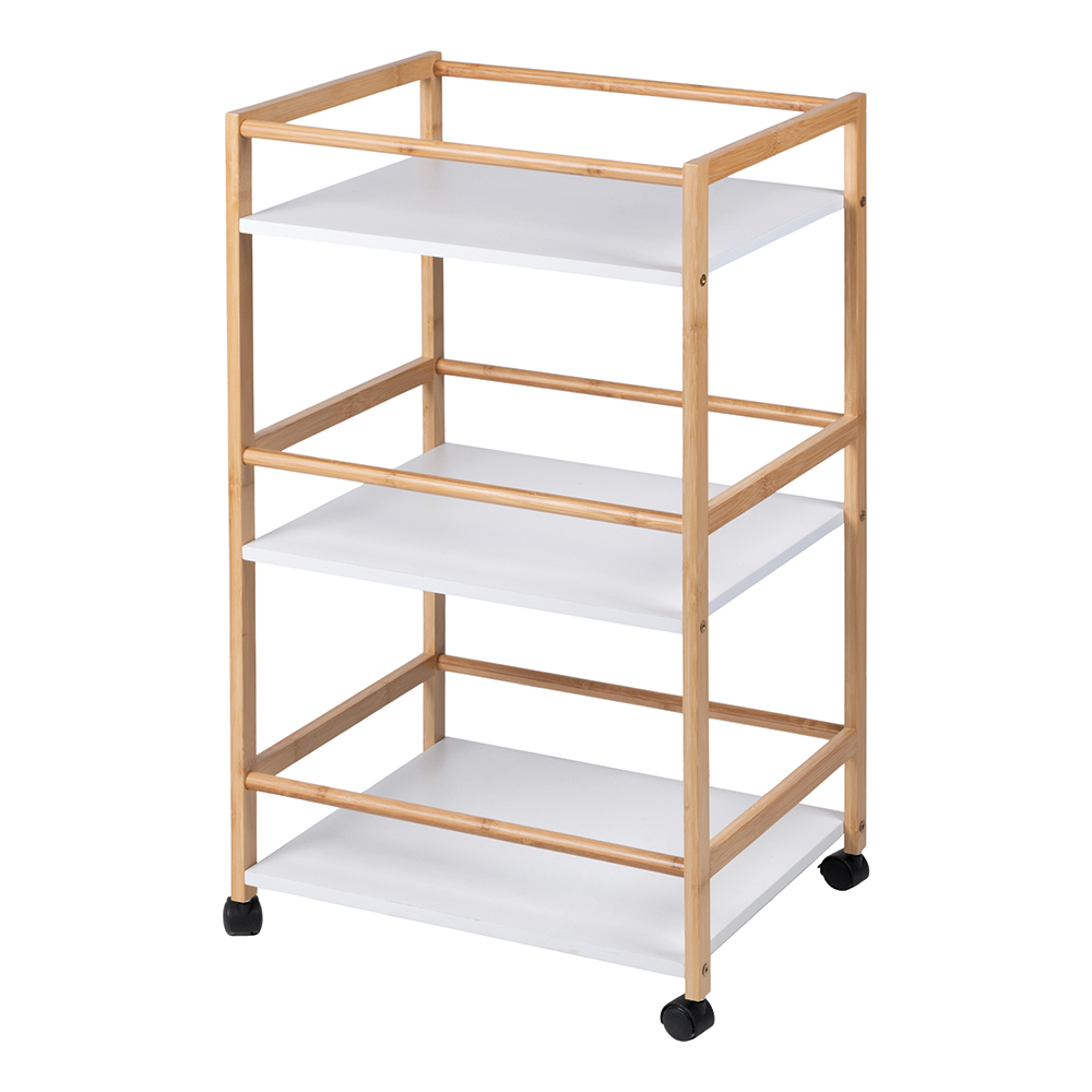 Carrello multiuso 3 ripiani in bambù e legno con ruote, SìChef