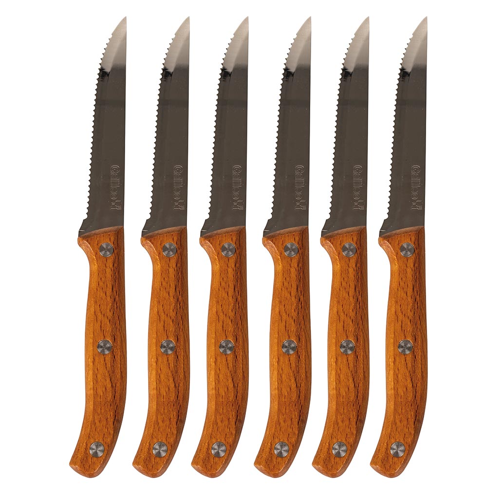 Set 6 coltelli bistecca, impugnatura in legno, SìChef